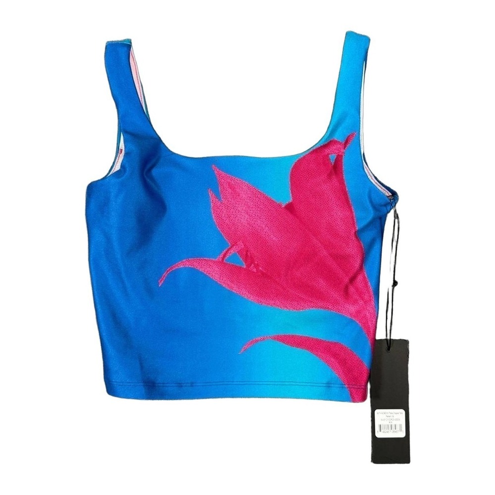 WITH Thalia Cropped Tank Radiant Lily Blue Pink Floral XS NEW Womens Jersey